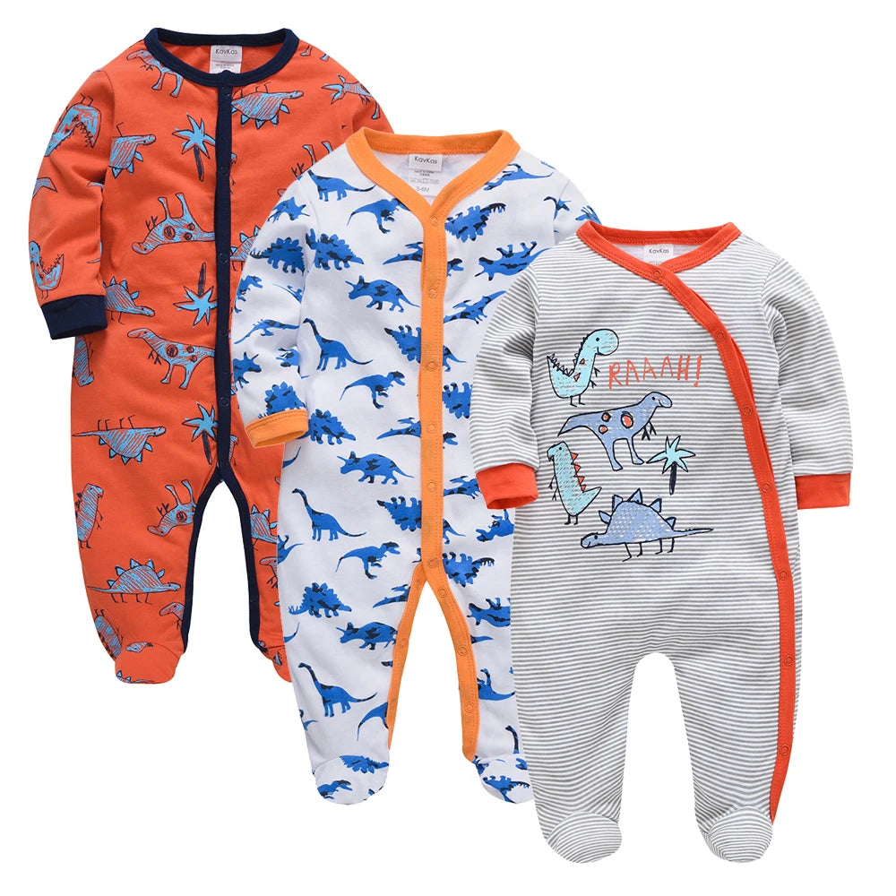 1/3 Pcs Baby Boys Rompers Cartoon Print Overalls Cotton Infant Clothing Kids Jumpsuit Newborn Pajimas 0-3 Months